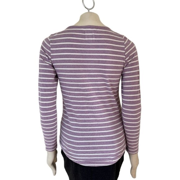 FAT FACE The Classic Breton Tee Shirt in Lilac Mist White Stripe SZ 2 - Picture 6 of 9